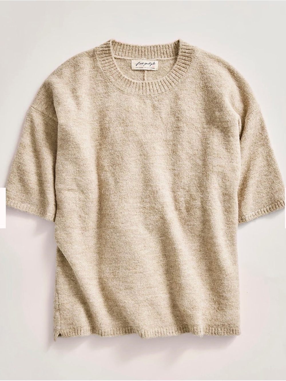 Free People Short Sleeve Knit Top - Heather Oat